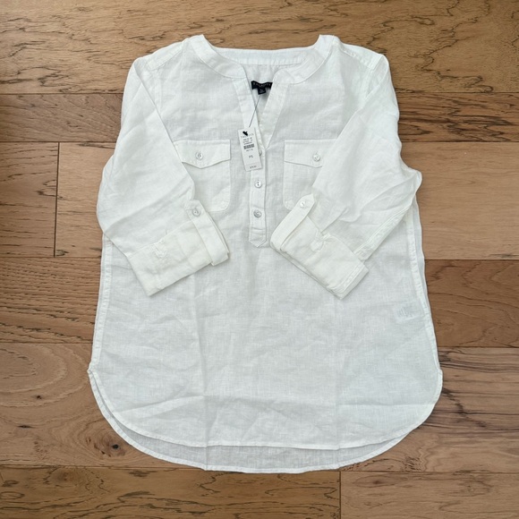 Talbots White V-Neck Blouse - Picture 3 of 3